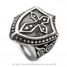 BA0156 BOBIJOO Jewelry Siegelring Ring Templer Schild Lateinisches Kreuz Edelstahl