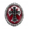 Chevalière Bague Homme Rouge Croix Latine Royaliste Acier bobijoo