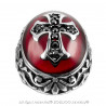 BA0157 BOBIJOO Jewelry Anello Uomo Rosso A Croce Latina, Monarchici Acciaio