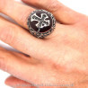 BA0157 BOBIJOO Jewelry Signet Ring Man Red Latin Cross Royalist Steel