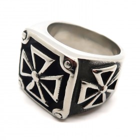 BA0163 BOBIJOO Jewelry Siegelring Ring Kreuz Pattée Templer Dreieck