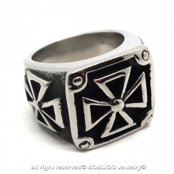 BA0163 BOBIJOO Jewelry Signet Ring Cross Pattee Templar Triangle