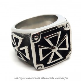 BA0163 BOBIJOO Jewelry Siegelring Ring Kreuz Pattée Templer Dreieck