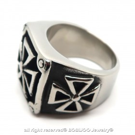 BA0163 BOBIJOO Jewelry Siegelring Ring Kreuz Pattée Templer Dreieck