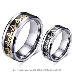 BA0168 BOBIJOO Jewelry Ring, Ring, Allianz, Freimaurer Wolfram-Kohlenstoff