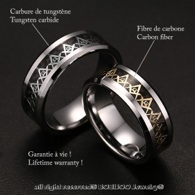 BA0168 BOBIJOO Jewelry Ring, Ring, Allianz, Freimaurer Wolfram-Kohlenstoff