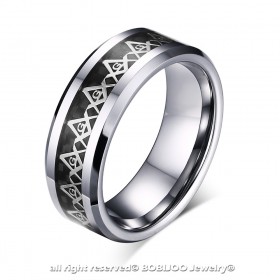 BA0168 BOBIJOO Jewelry Ring, Ring, Allianz, Freimaurer Wolfram-Kohlenstoff