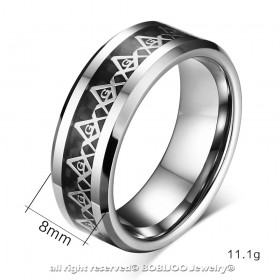 BA0168 BOBIJOO Jewelry Ring, Ring, Allianz, Freimaurer Wolfram-Kohlenstoff