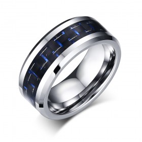 BA0169 BOBIJOO Jewelry Anello Anello Di Alleanza Tungsteno Carbonio Nero Blu