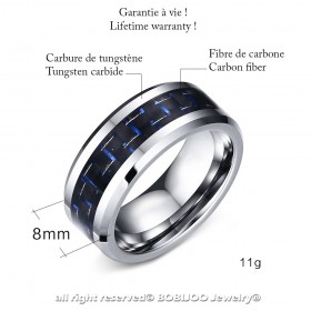 BA0169 BOBIJOO Jewelry Anello Anello Di Alleanza Tungsteno Carbonio Nero Blu