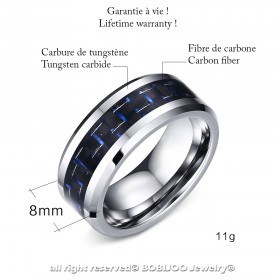 BA0169 BOBIJOO Jewelry Ring Ring Alliance Tungsten Black Carbon Blue