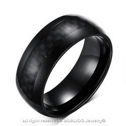 BA0172 BOBIJOO Jewelry Anillo Anillo de la Alianza de Acero Negro de Fibra de Carbono 8mm