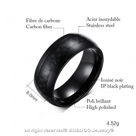 BA0172 BOBIJOO Jewelry Ring Ring Alliance Steel Black Carbon Fiber 8mm