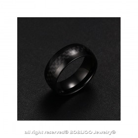 BA0172 BOBIJOO Jewelry Anello Anello di Alleanza Acciaio e Fibra di Carbonio Nera 8mm