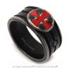 BA0181 BOBIJOO Jewelry Anillo Templario De Acero Envejecido Negro De La Vendimia De La Cruz Roja