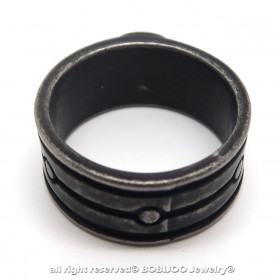 BA0181 BOBIJOO Jewelry Ring Templer-Stahl-Antik-Vintage Schwarz Rote Kreuz