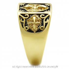 BA0184 BOBIJOO Jewelry Anillo Anillo De Acero Dorado Acabado En Oro Cruz Templaria Ecu