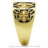 BA0184 BOBIJOO Jewelry Ring Signet Steel Gilded Gold Finish Templar Cross Ecu