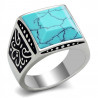 Bague Chevalière Homme Acier Turquoise Marbre bobijoo