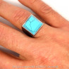 Bague Chevalière Homme Acier Turquoise Marbre bobijoo