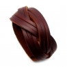 BR0197 BOBIJOO Jewelry Bracelet Unisex Brown Leather Braided Strips 3.4 cm