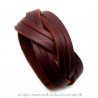 BR0197 BOBIJOO Jewelry Bracelet Unisex Brown Leather Braided Strips 3.4 cm