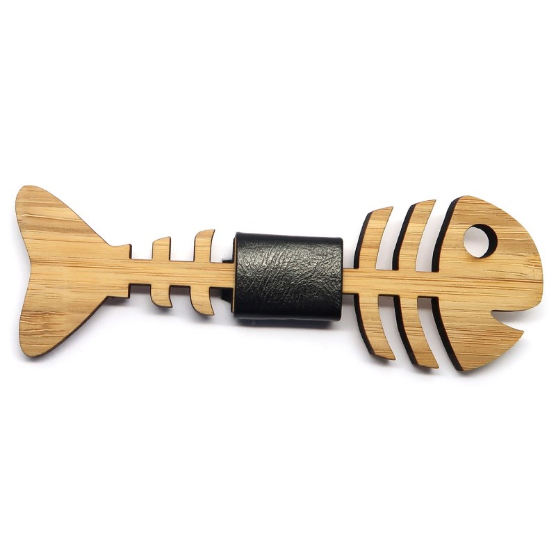 NP0010 BOBIJOO Jewelry Bow Tie Wood Bamboo Fish Fisherman