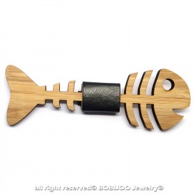 NP0010 BOBIJOO Jewelry Fliege Holz Bambus Fisch Fischer