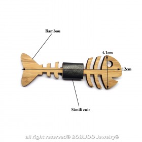 NP0010 BOBIJOO Jewelry Bow Tie Wood Bamboo Fish Fisherman