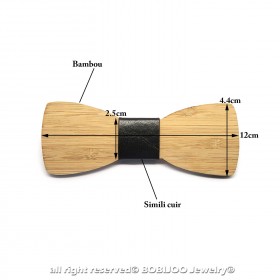 NP0011 BOBIJOO Jewelry Pajarita de madera de bambú clásica elegante