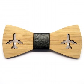 NP0012 BOBIJOO Jewelry Bow-Tie Holz Bambus Flugzeug Luftfahrt