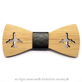 NP0012 BOBIJOO Jewelry Bow-Tie Holz Bambus Flugzeug Luftfahrt