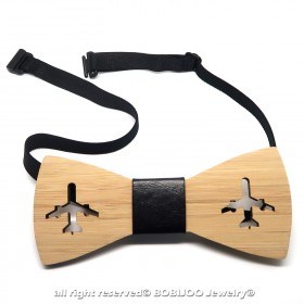 NP0012 BOBIJOO Jewelry Bow-Tie Holz Bambus Flugzeug Luftfahrt