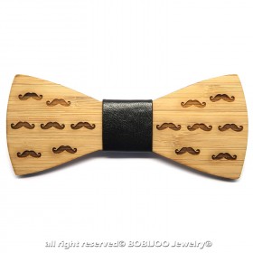 NP0014 BOBIJOO Jewelry Bamboo Wood Bow Tie with Mustaches