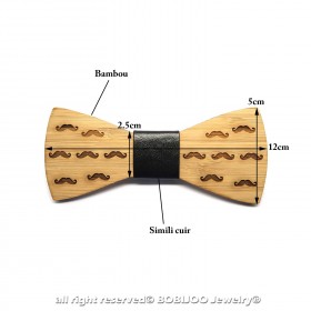 NP0014 BOBIJOO Jewelry Bamboo Wood Bow Tie with Mustaches