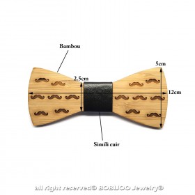 NP0014 BOBIJOO Jewelry Bambus Wood Bow Tie með Mustaches