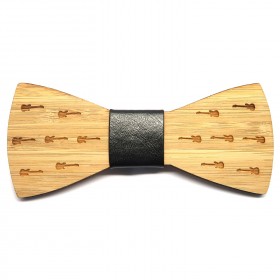 NP0015 BOBIJOO Jewelry Bowtie bambú madera grabados guitarras