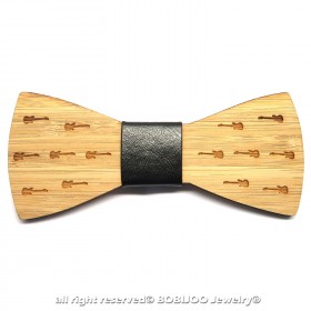 NP0015 BOBIJOO Jewelry Bowtie bambù legno incise Chitarre