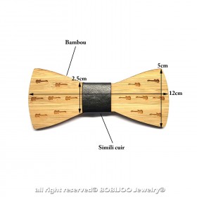 NP0015 BOBIJOO Jewelry Bowtie bambù legno incise Chitarre