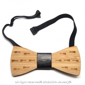 NP0015 BOBIJOO Jewelry Bowtie bambù legno incise Chitarre