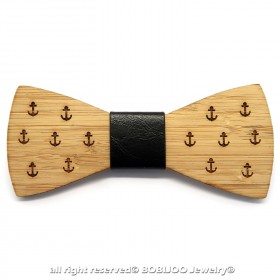 NP0016 BOBIJOO Jewelry Bow-Tie Holz Bambus Anker Marine