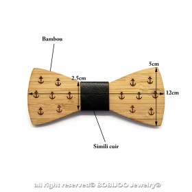 NP0016 BOBIJOO Jewelry Bow-Tie Holz Bambus Anker Marine