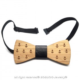 NP0016 BOBIJOO Jewelry Bow-Tie Holz Bambus Anker Marine