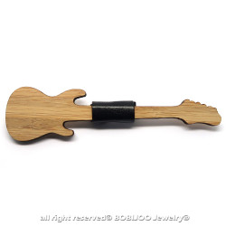 NP0017 BOBIJOO Jewelry Bow tie wood bamboo electric guitar