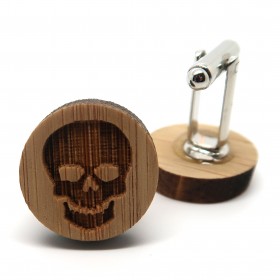 BM0022 BOBIJOO Jewelry Gemelli in Legno Testa di Morte Biker