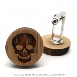 BM0022 BOBIJOO Jewelry Manschettenknöpfe Holz-totenkopf Biker