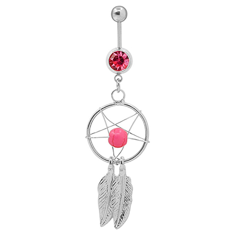 PIP0029 BOBIJOO Jewelry Piercing Ombligo Acero Capturas Sueño De Diamantes De Imitación De Plata De Color Rosa