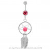 PIP0029 BOBIJOO Jewelry Piercing Ombelico In Acciaio Catture Da Sogno Strass Argento Rosa