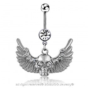 PIP0032 BOBIJOO Jewelry Piercing Navel Surgical Steel skull Aillée Rhinestones