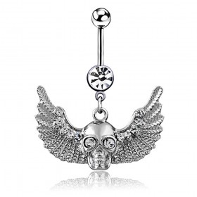 PIP0032 BOBIJOO Jewelry Piercing Ombligo de Acero Quirúrgico cráneo Aillée diamantes de Imitación